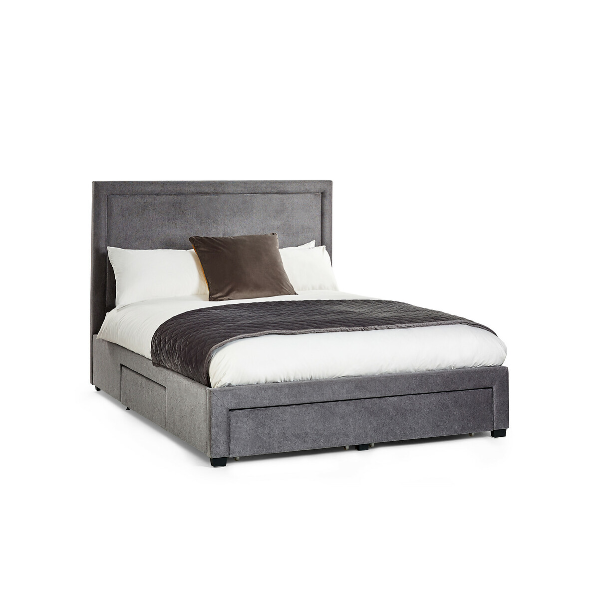 Fairmont 4 Drawer Velvet Storage Bed grey, SO'HOME