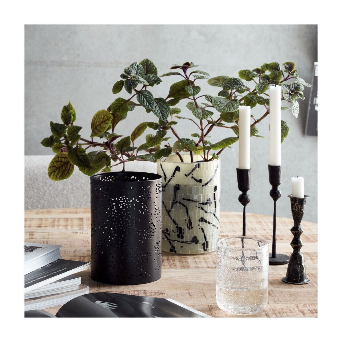 Photophore Rando h 19 cm noir, HOUSE DOCTOR