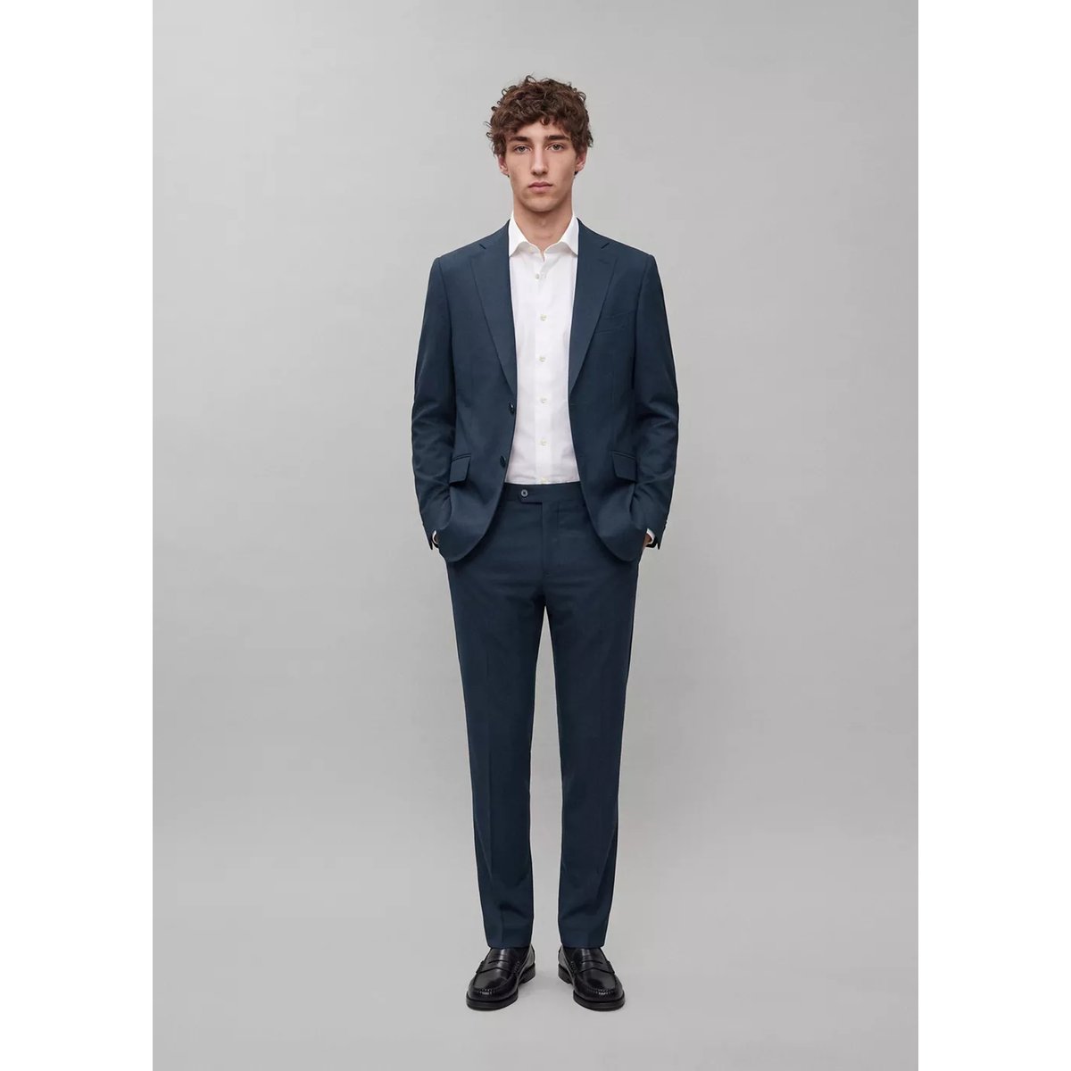 Blazer en viscose mélangée bleu marine, MANGO TEEN