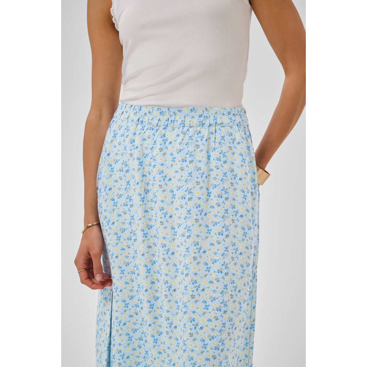 Jupe casual bleu/jaune small floral, CREAM
