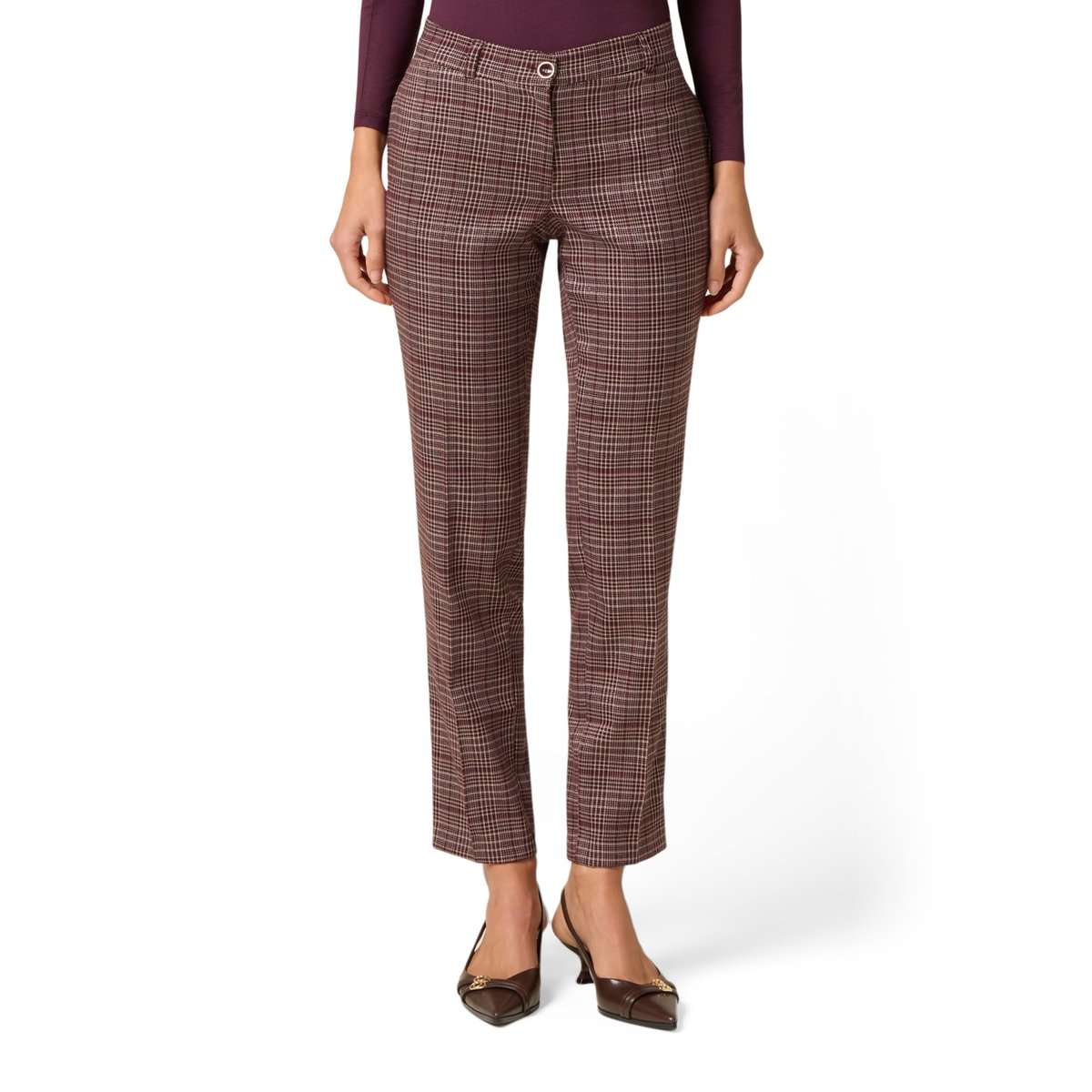 Pantalon à carreaux burgundy, OLTRE