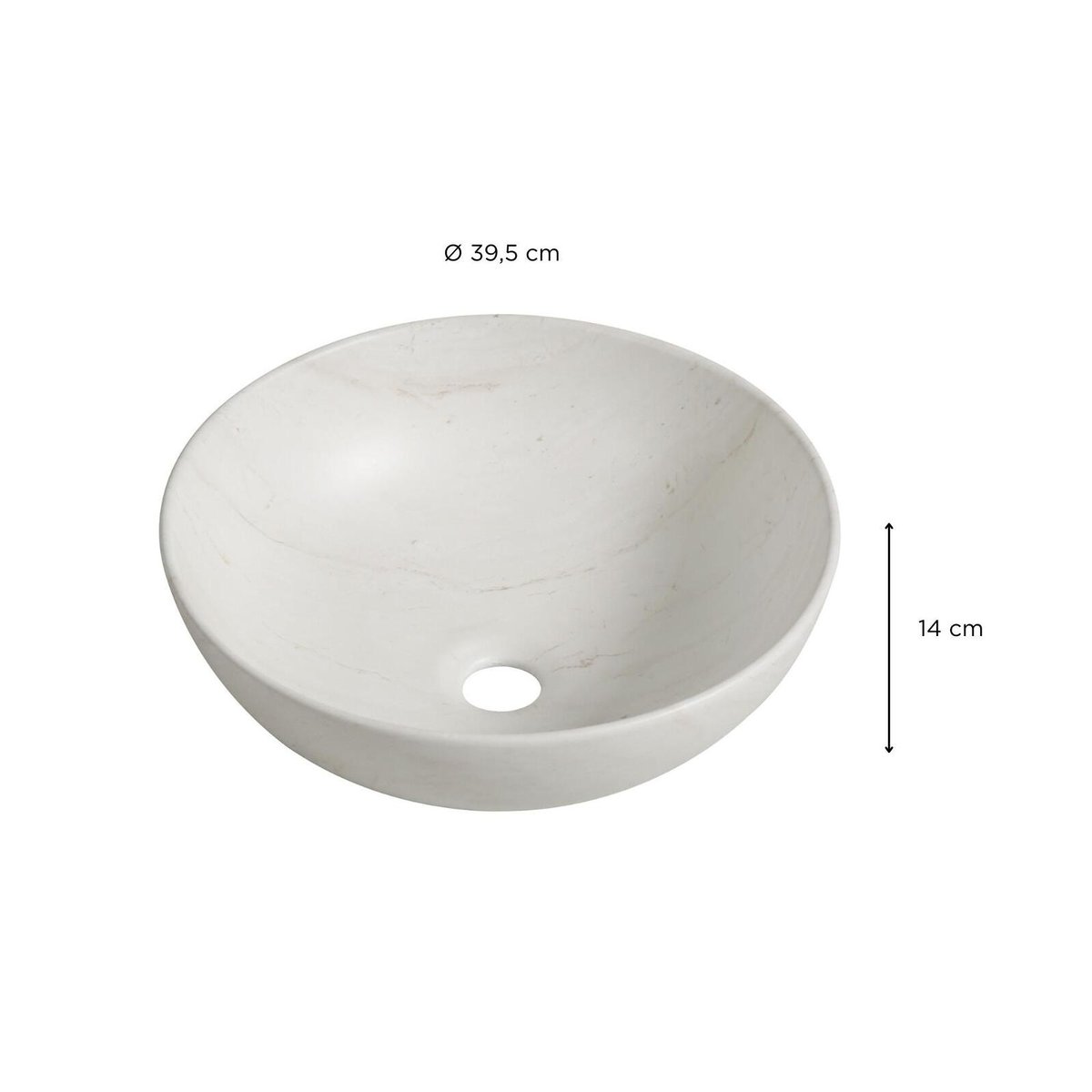 Vasque à poser ronde en céramique effet marbre beige 39,5cm ROMA beige, MOB IN