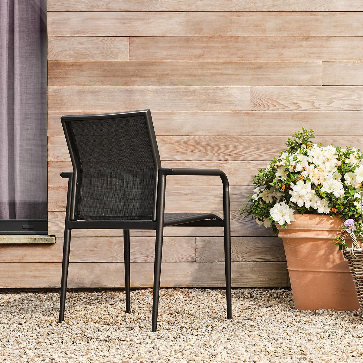 Fauteuil de jardin en aluminium et textilène noir BASALT noir, BERAH GETAH