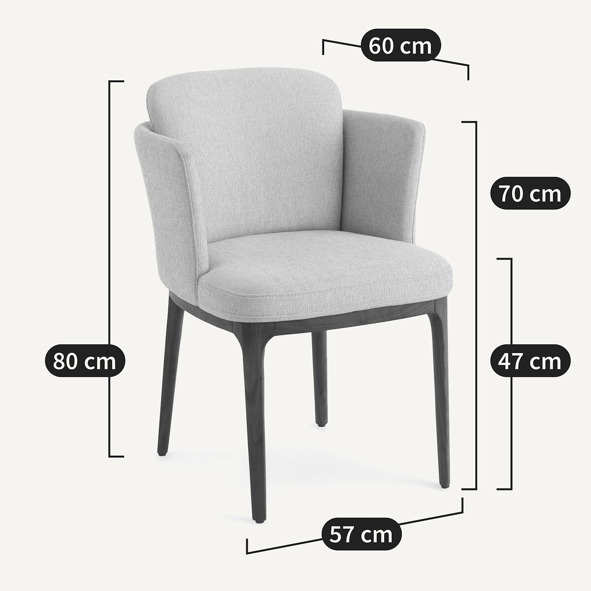 Tafel fauteuil met walnoten poten en Jabote gevlochten stof touwkleur, AM.PM