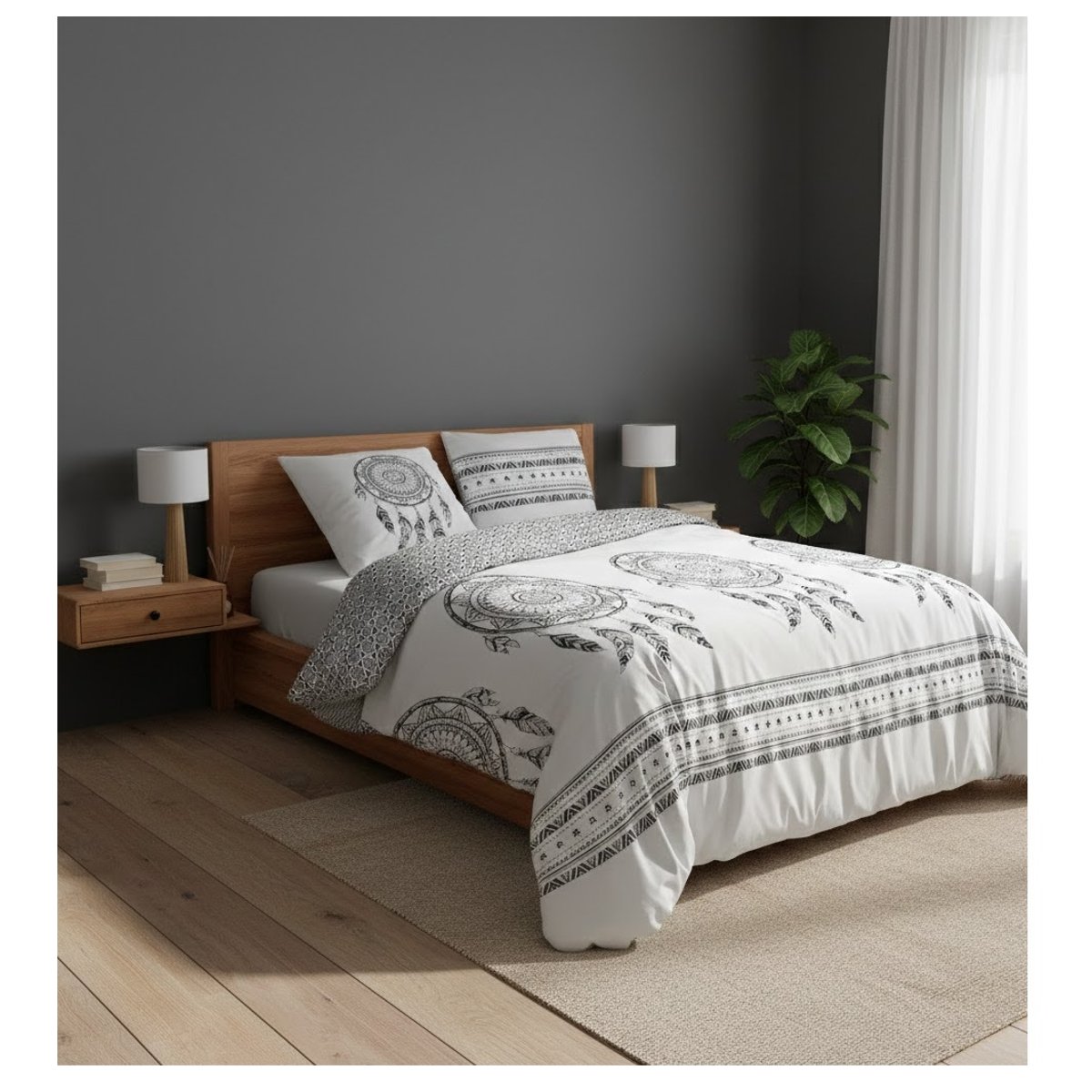 Parure de lit Collection Reve Indien blanc, EDEN