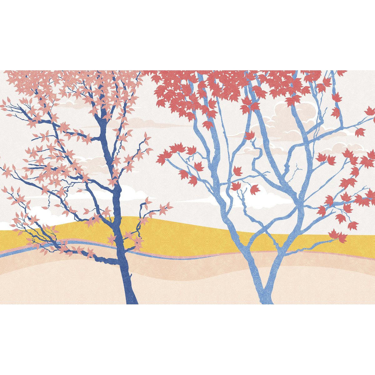 Papier peint panoramique Arbres Bleus - Lé Papiers de Ninon bleu, LE PAPIERS DE NINON