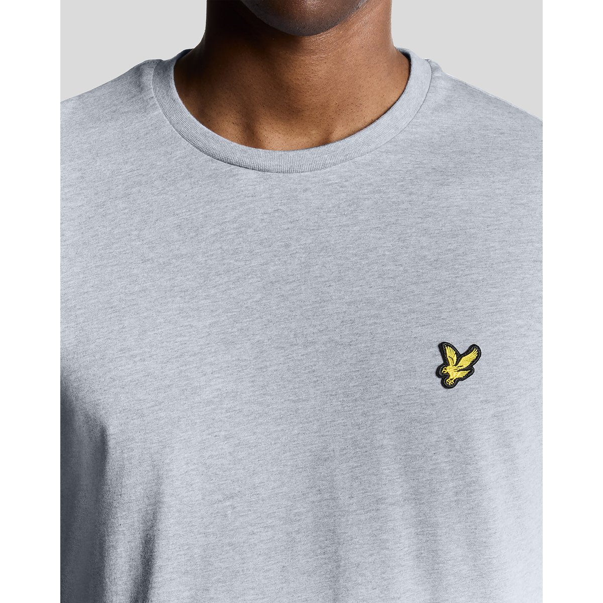 T-shirt en coton col rond gris clair chiné, LYLE & SCOTT