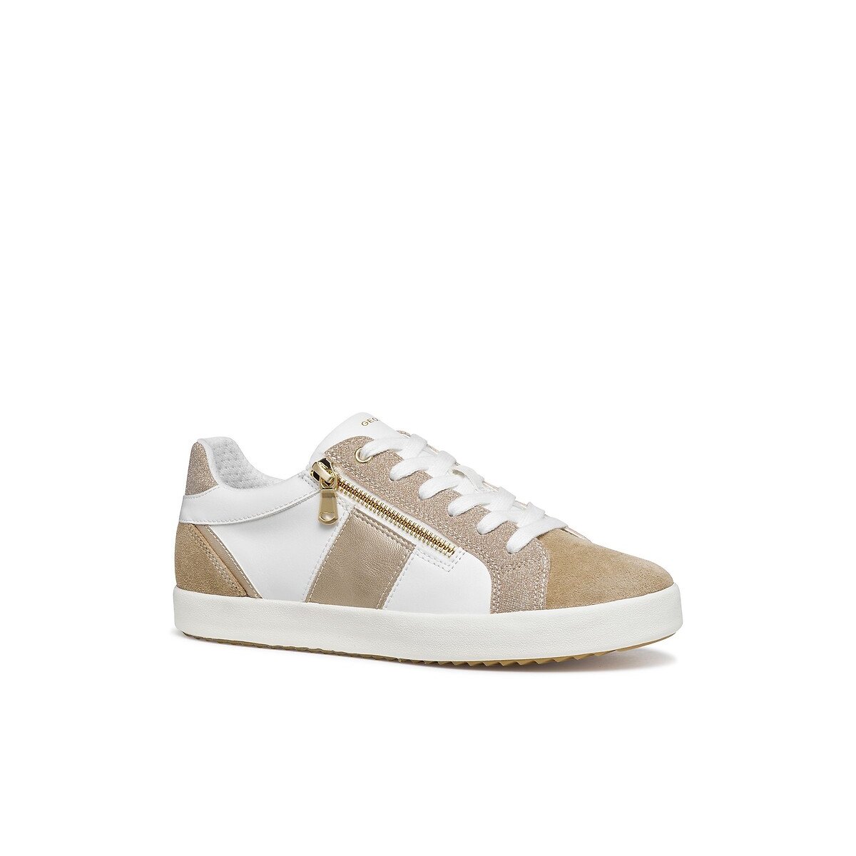 Ademende sneakers met rits, BLOMIEE wit/beige, GEOX