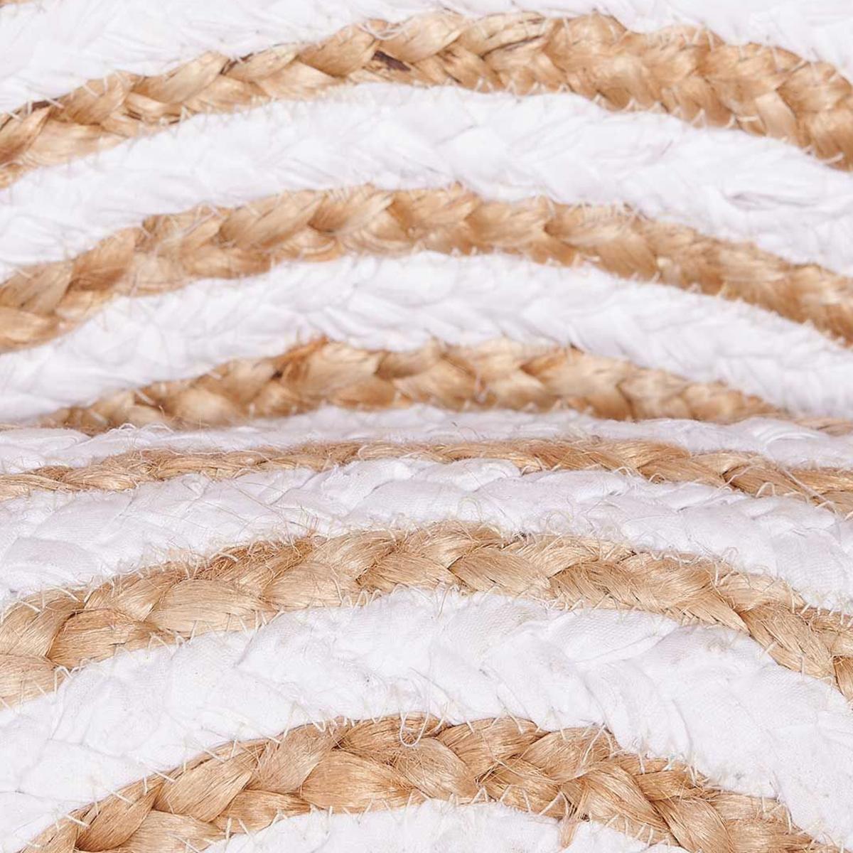 Tapis rond fait à la main en jute motif simple SPIRALTRY blanc, UN AMOUR DE TAPIS