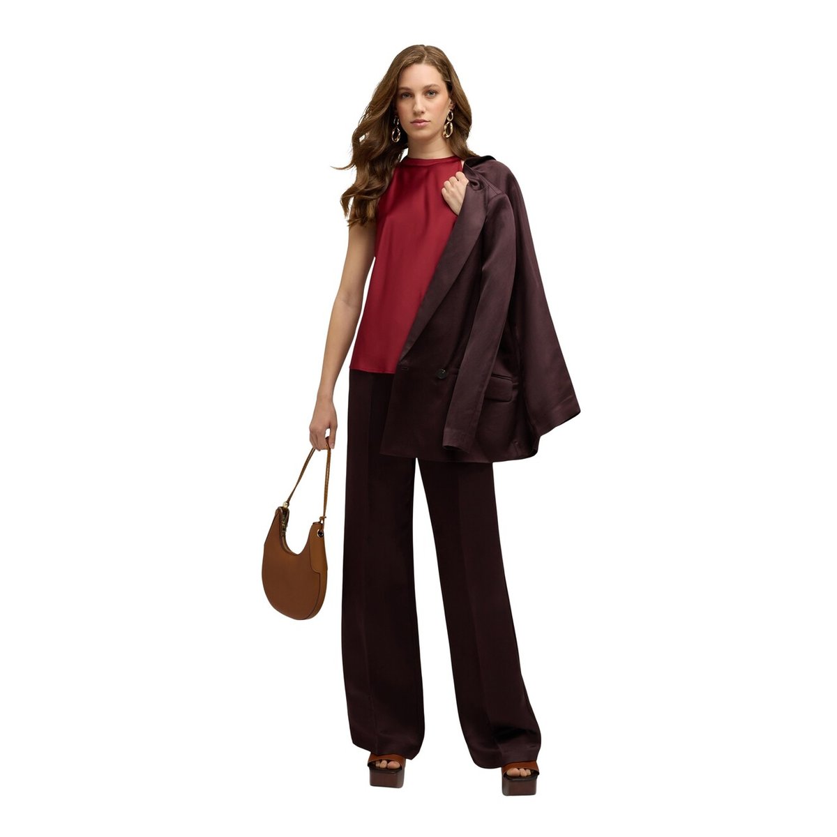 Pantalon palazzo marron, MOTIVI