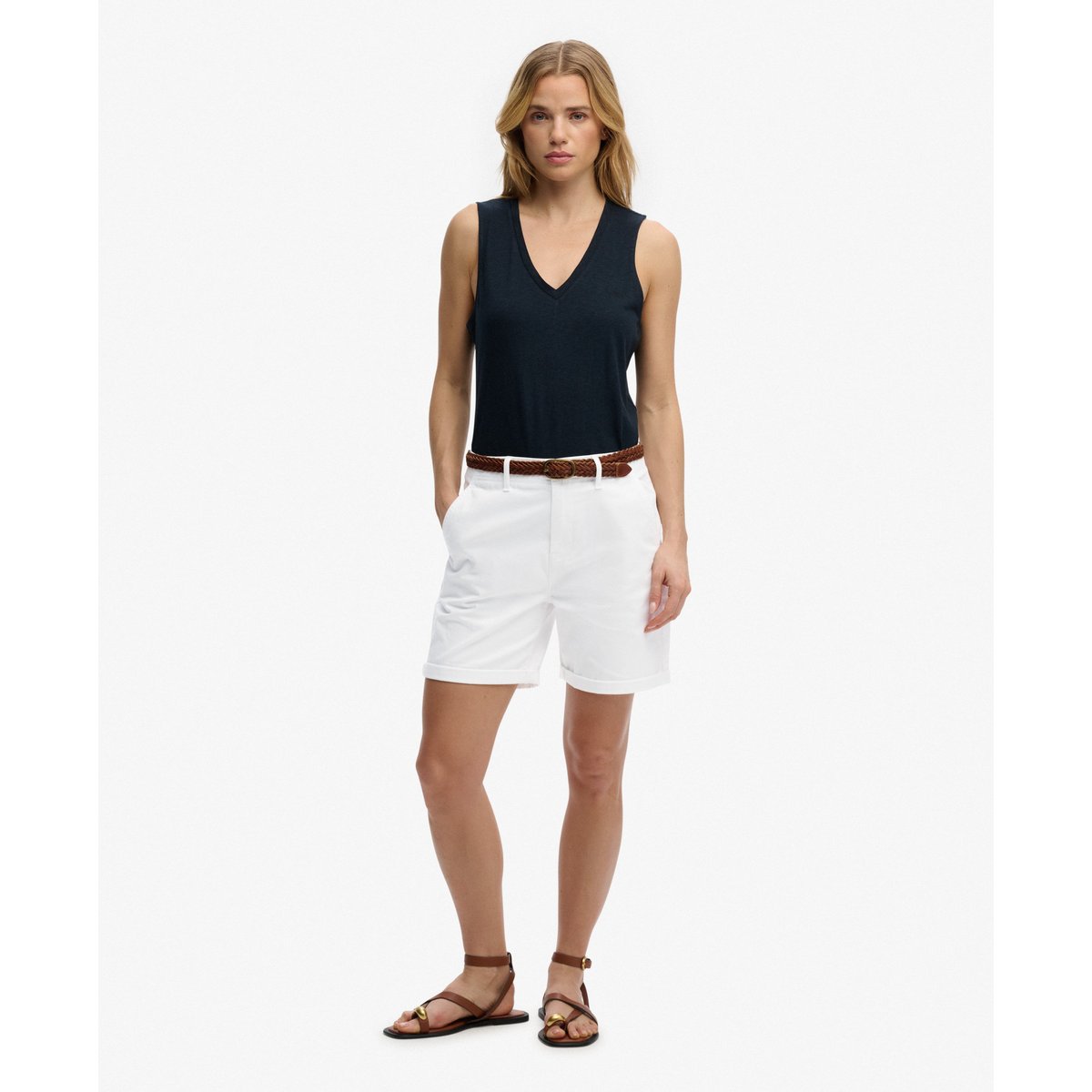 Short chino coupe décontractée blanc, SUPERDRY