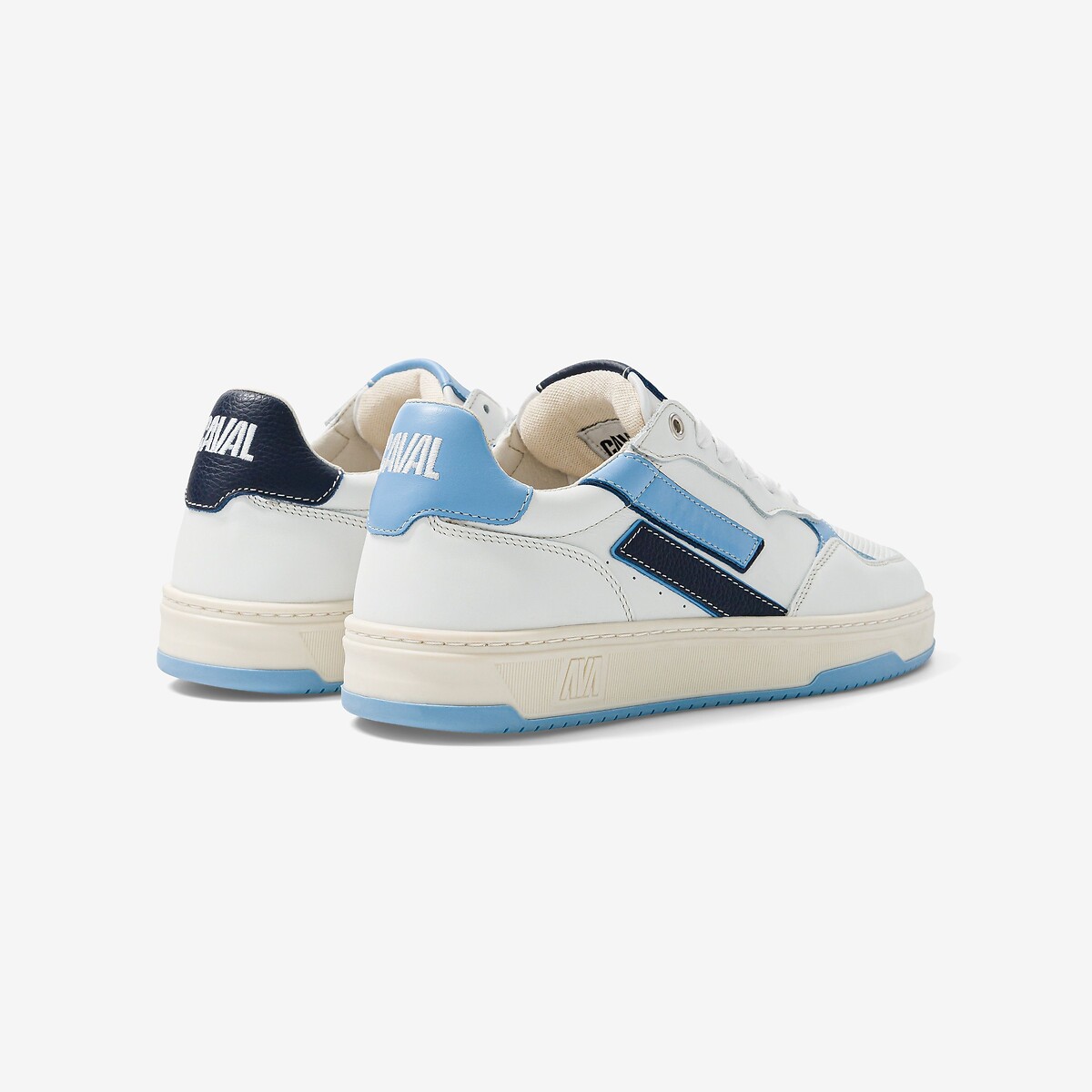 Baskets en cuir Flow blanc/bleu, CAVAL