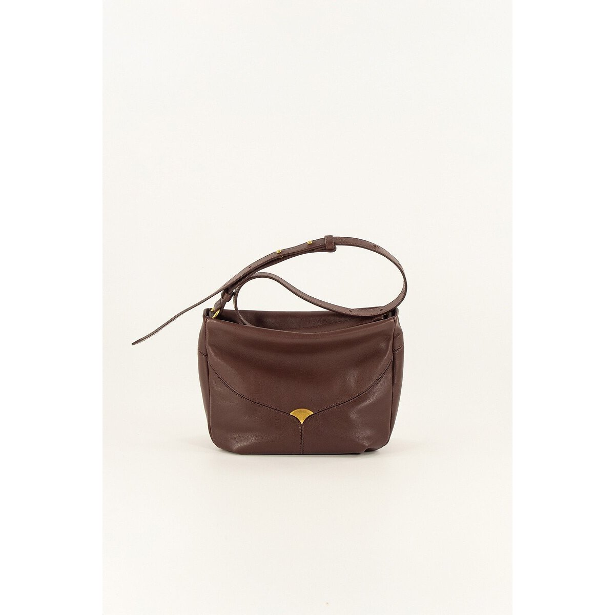 Sac hobo en cuir verni souple à bandoulière, DIVILIO marron, SESSUN
