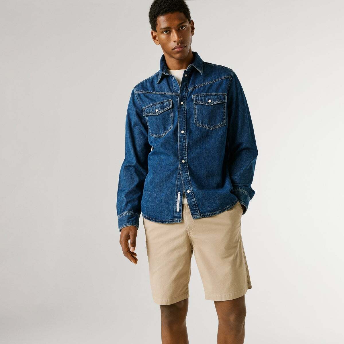 Bermuda Popeline Coupe Décontractée beige malté, PEPE JEANS