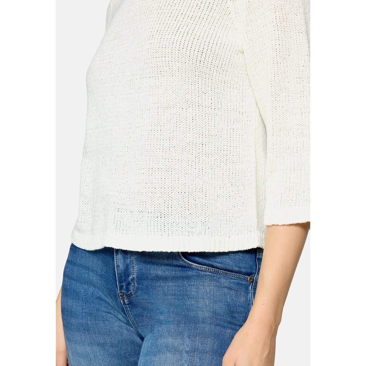 Pull-over en maille à manches 3/4 blanc, BETTY BARCLAY