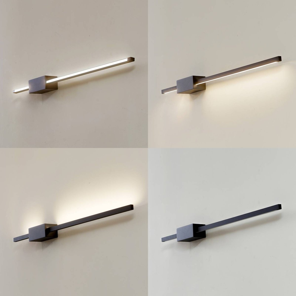 Applique en aluminium moderneLED, Skalia noir, blanc givré, LUCANDE