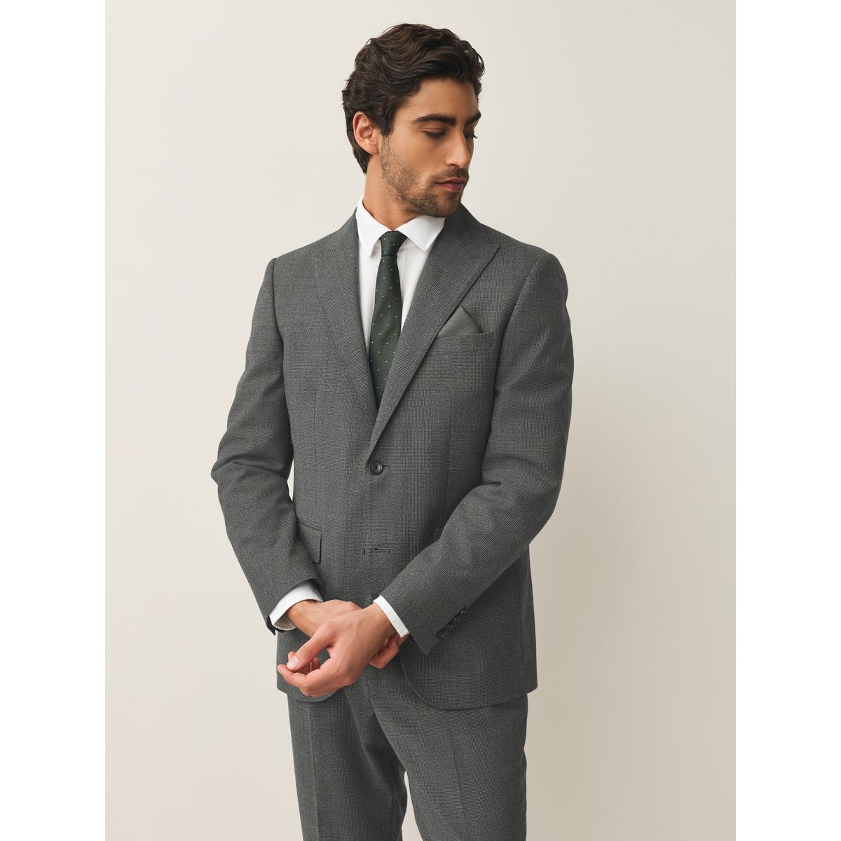 Veste de costume ajustée en laine à carreaux gris, NEXT