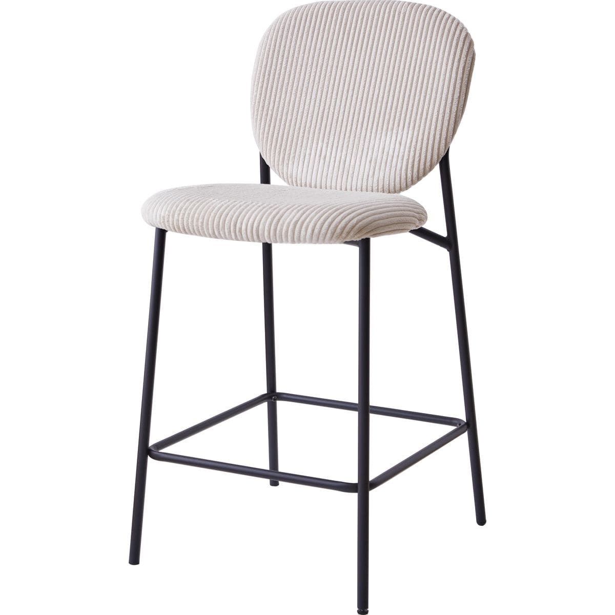 Lot de 2 tabourets de bar en velours côtelé - BETTY beige, HOMIFAB