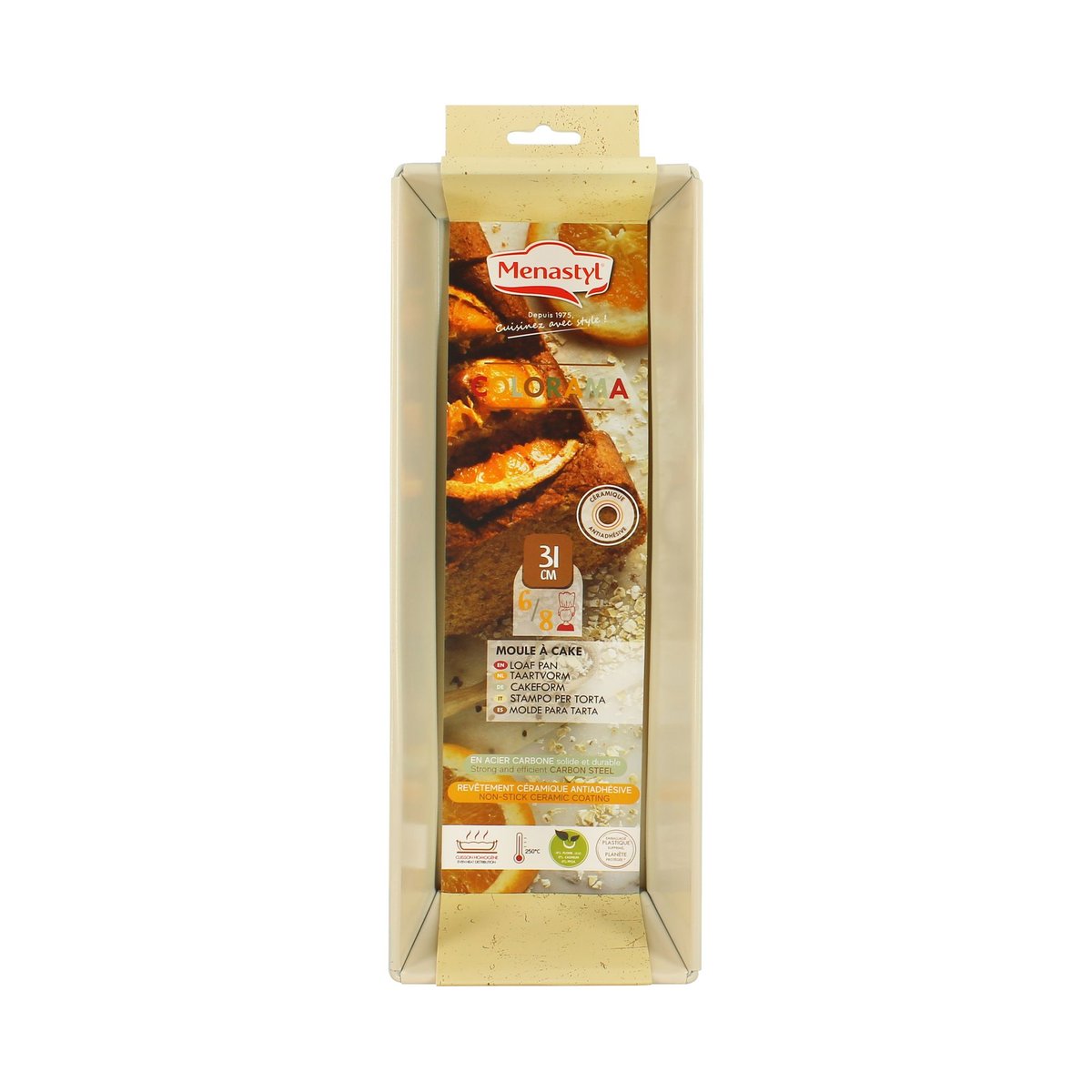 Moule à cake en acier carbone 30,5cm, COLORAMA crème, MENASTYL