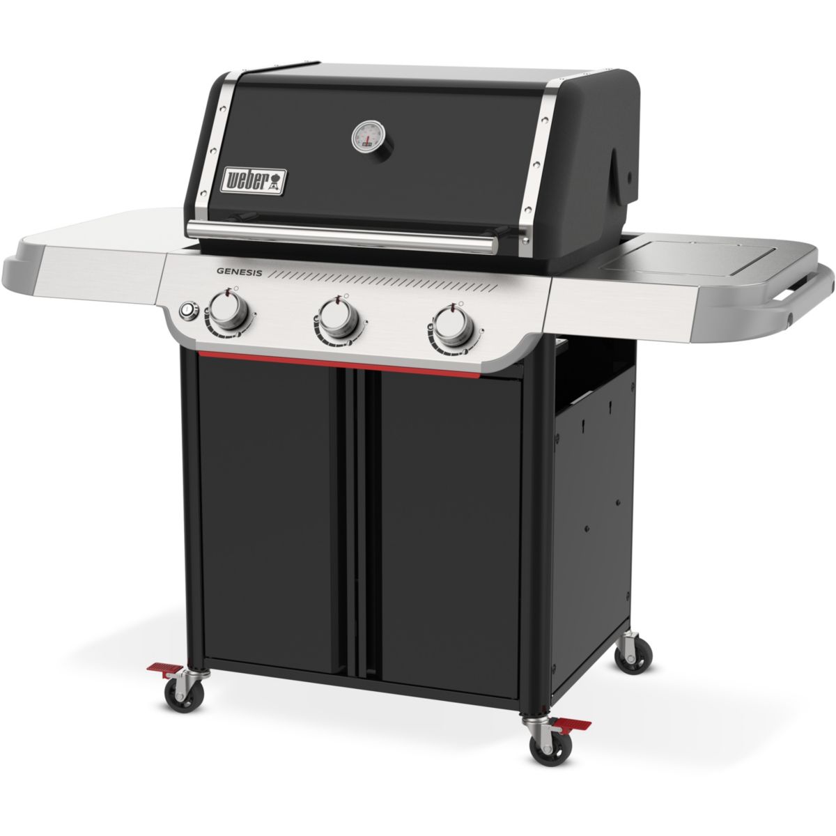 Barbecue gaz Genesis E-315W Plancha, sur chariot, 3 brûleurs, surface de cuisson 68 x 48 cm noir, WEBER