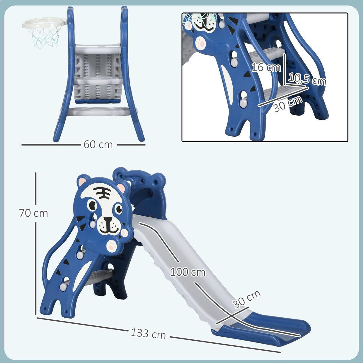 Toboggan pour enfants PE Bleu bleu, AIYAPLAY