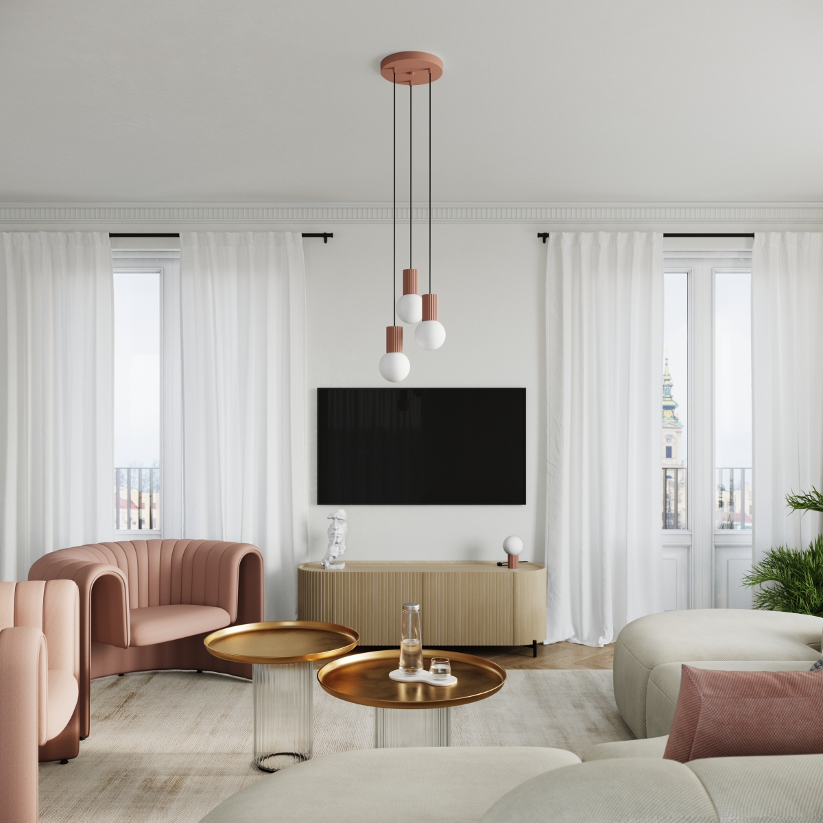 Suspension Aluminium Moka G9 3 Halo marron, EDEN