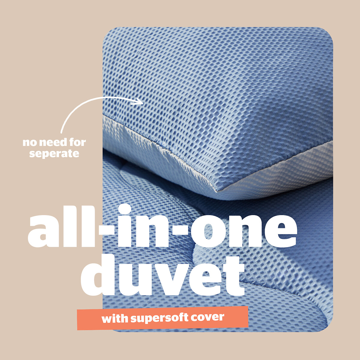 Seersucker Coverless 10.5 Tog Duvet and Pillowcase Set grey/blue, SILENTNIGHT