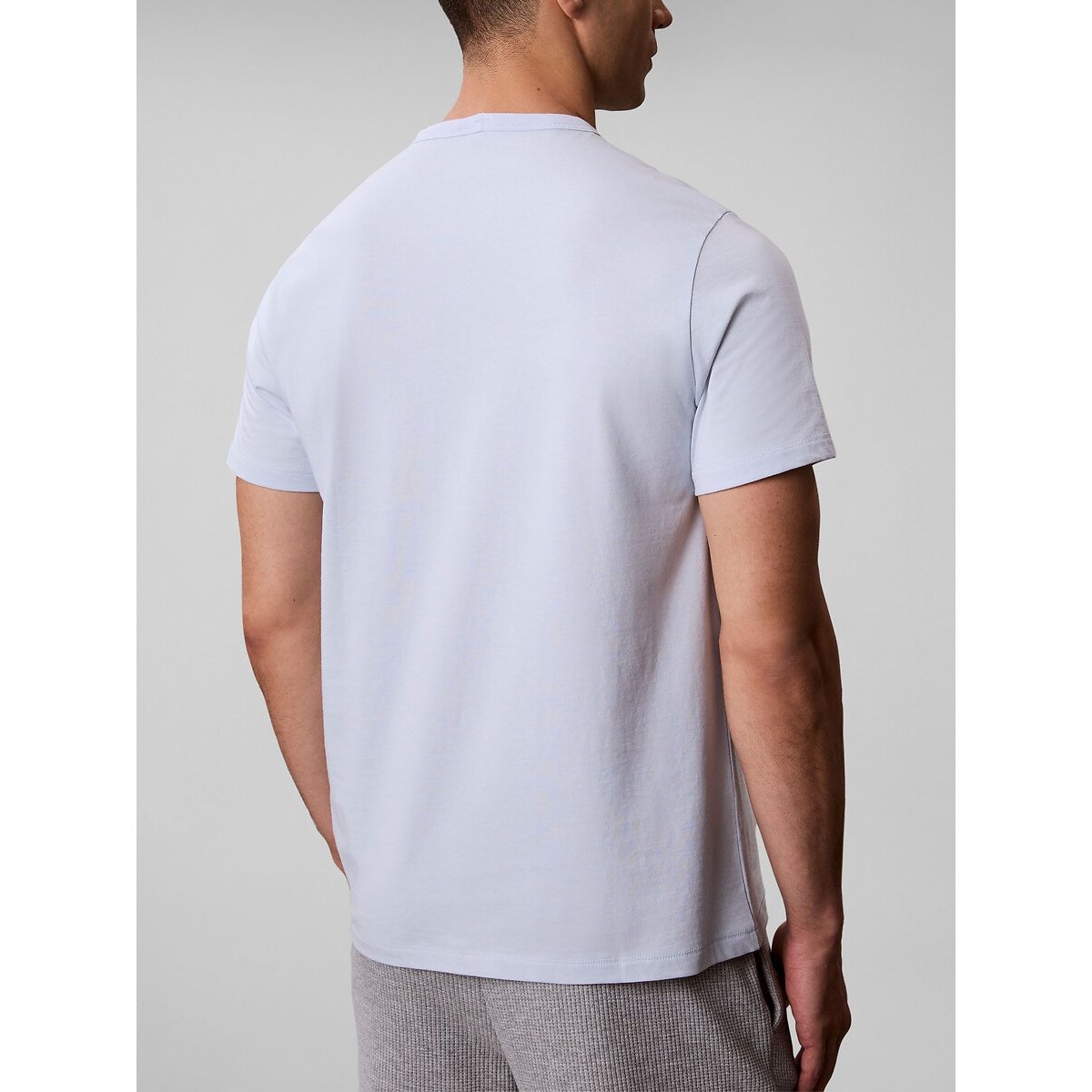 T-shirt da pigiama, a maniche corte, in popeline azzurro, CALVIN KLEIN UNDERWEAR
