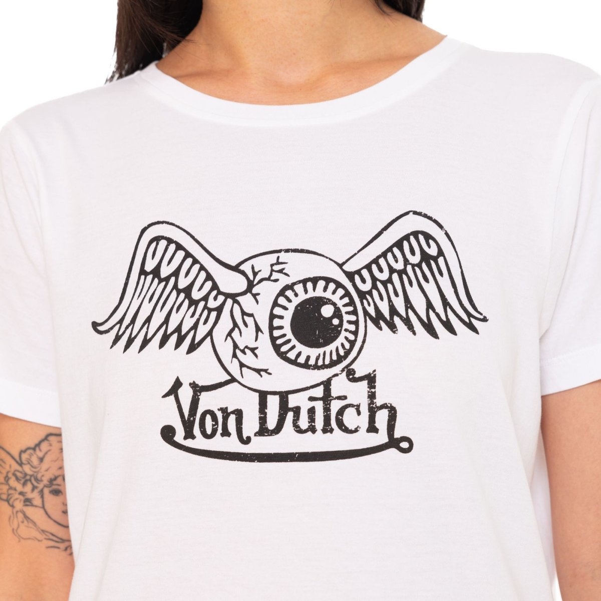 Tee shirt coton RETRO blanc/noir, VON DUTCH