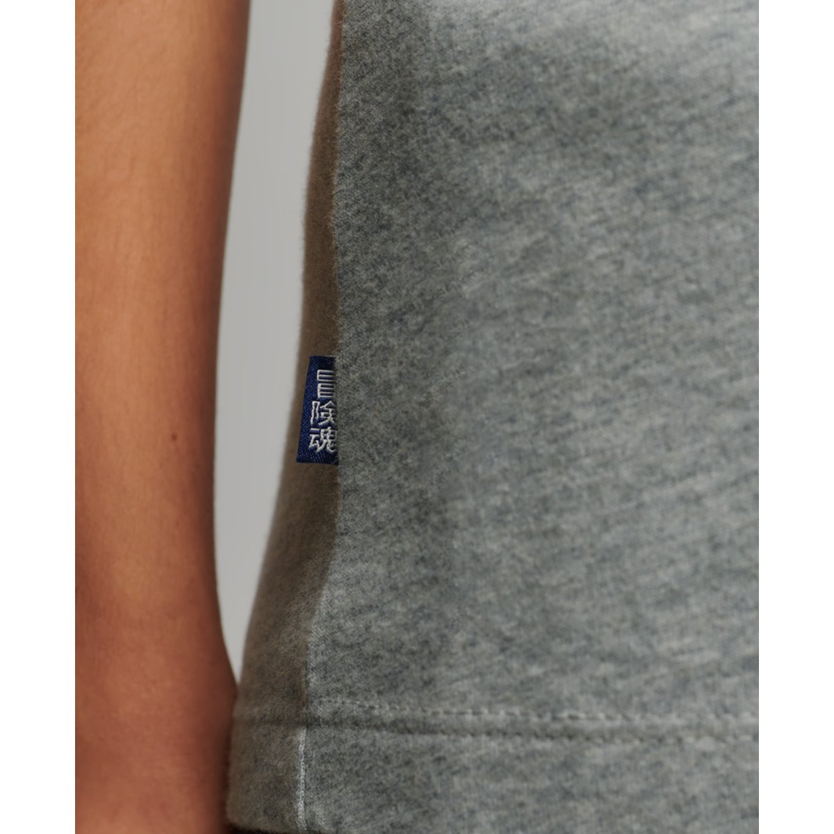 T-shirt col rond manches courtes gris chiné, SUPERDRY