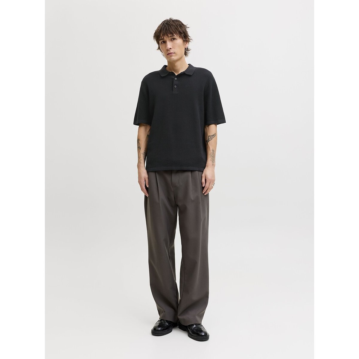 Polo manches courtes Relaxed Fit noir, JACK & JONES