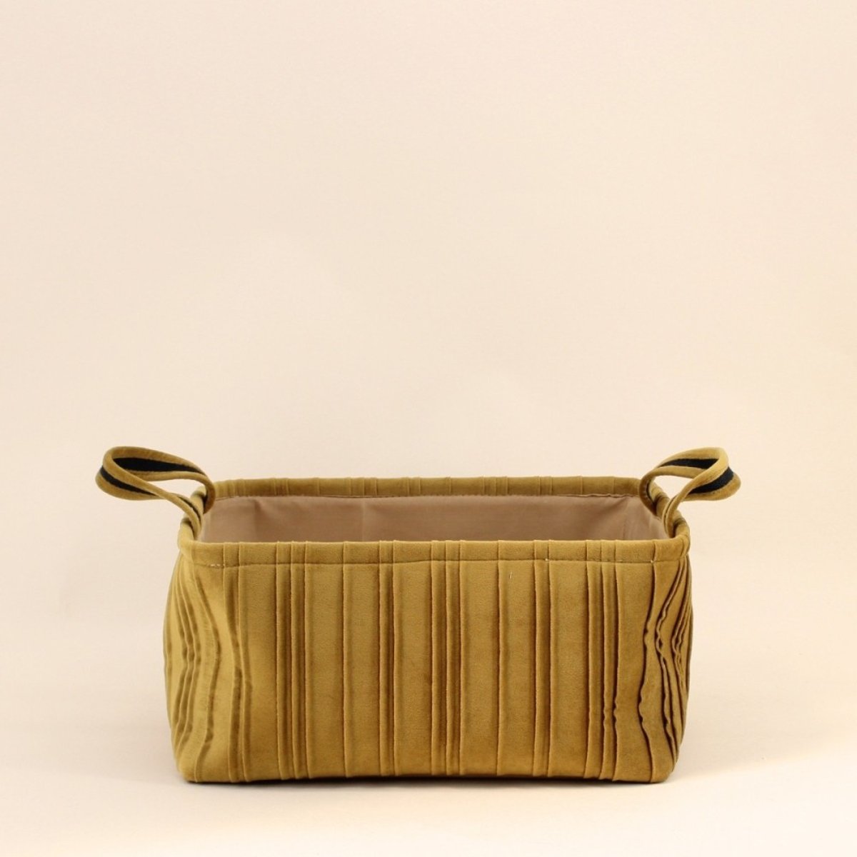 Set de 2 paniers en velours plissé marron, ORNAMI