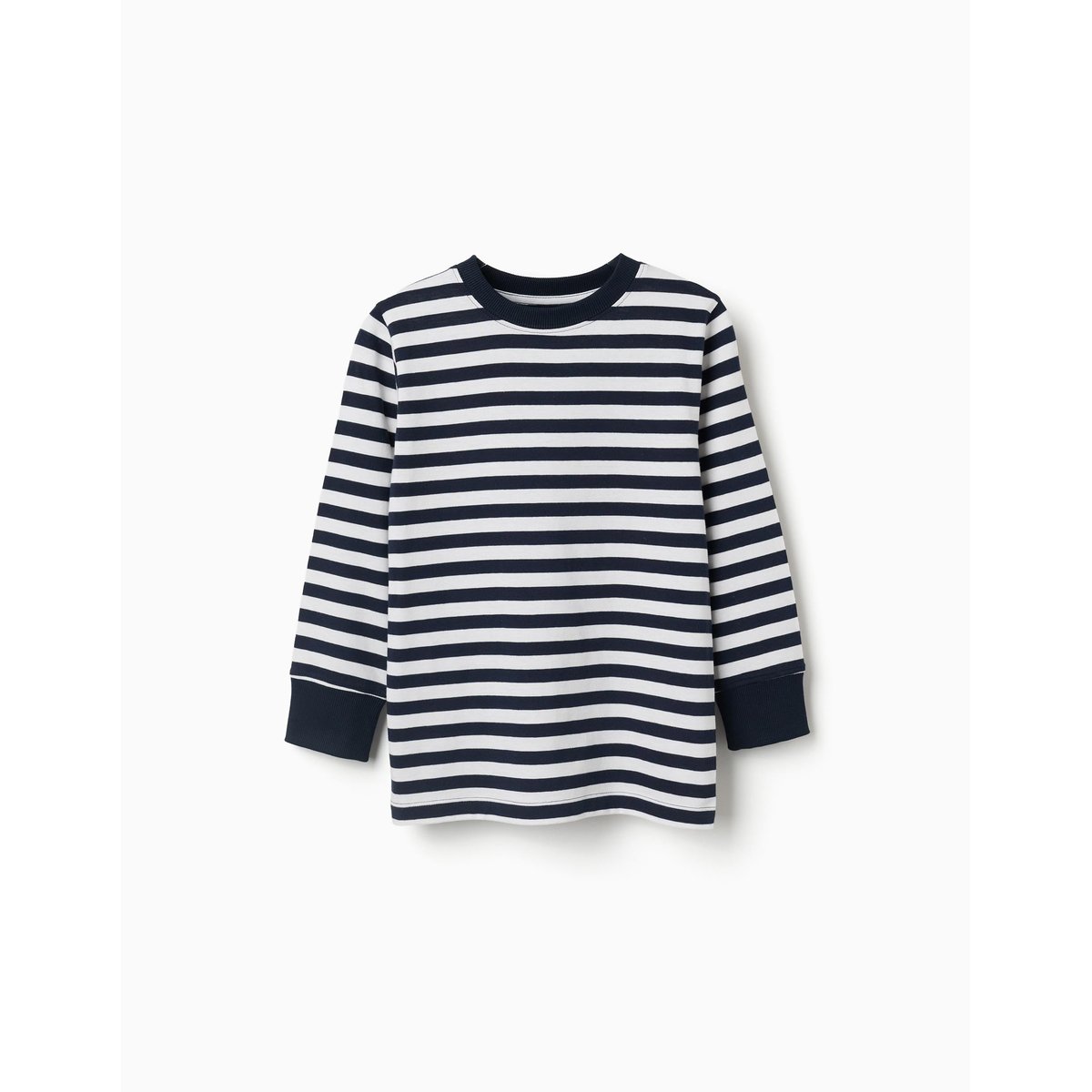 T-shirt en coton à manches longues à rayures bleu foncé, ZIPPY