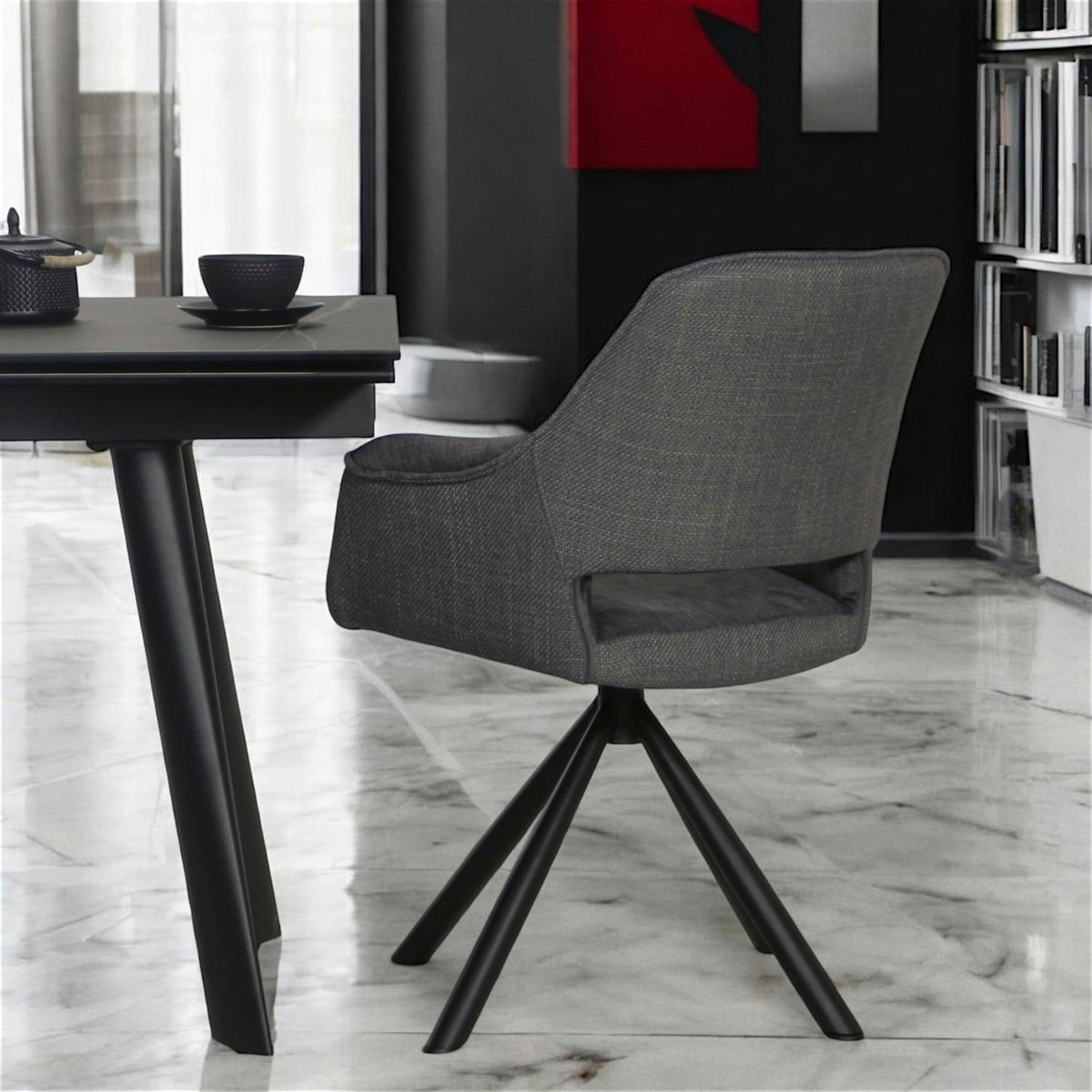 Fauteuil de table pivotant en tissu (lot de 2) IENA gris, PIER IMPORT