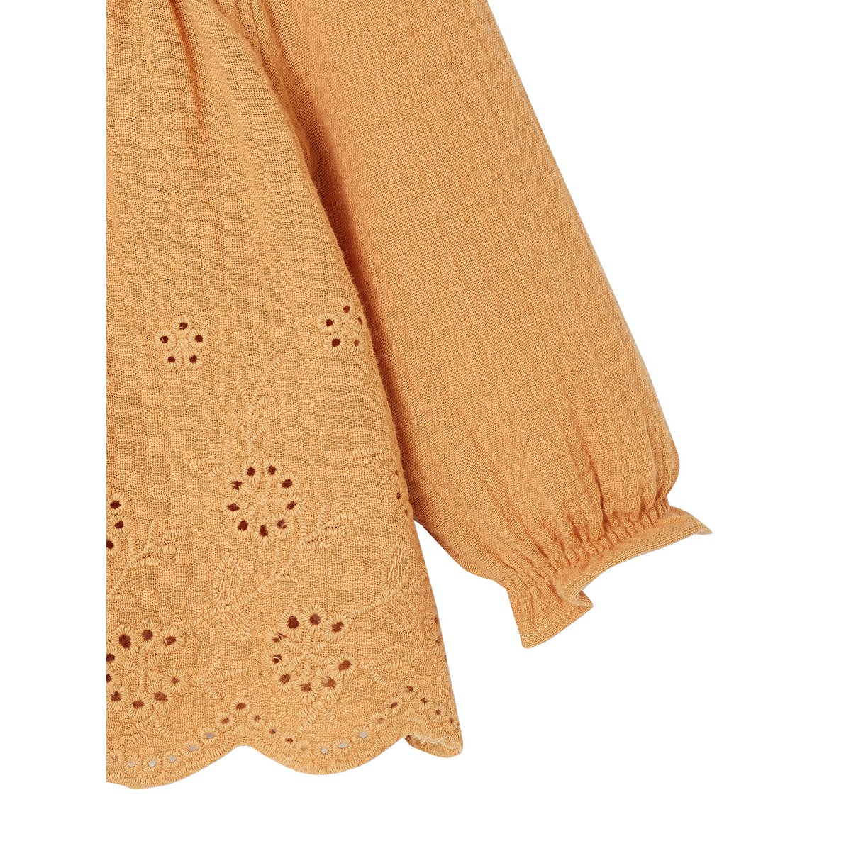 Blouse brodée ocre, VERTBAUDET