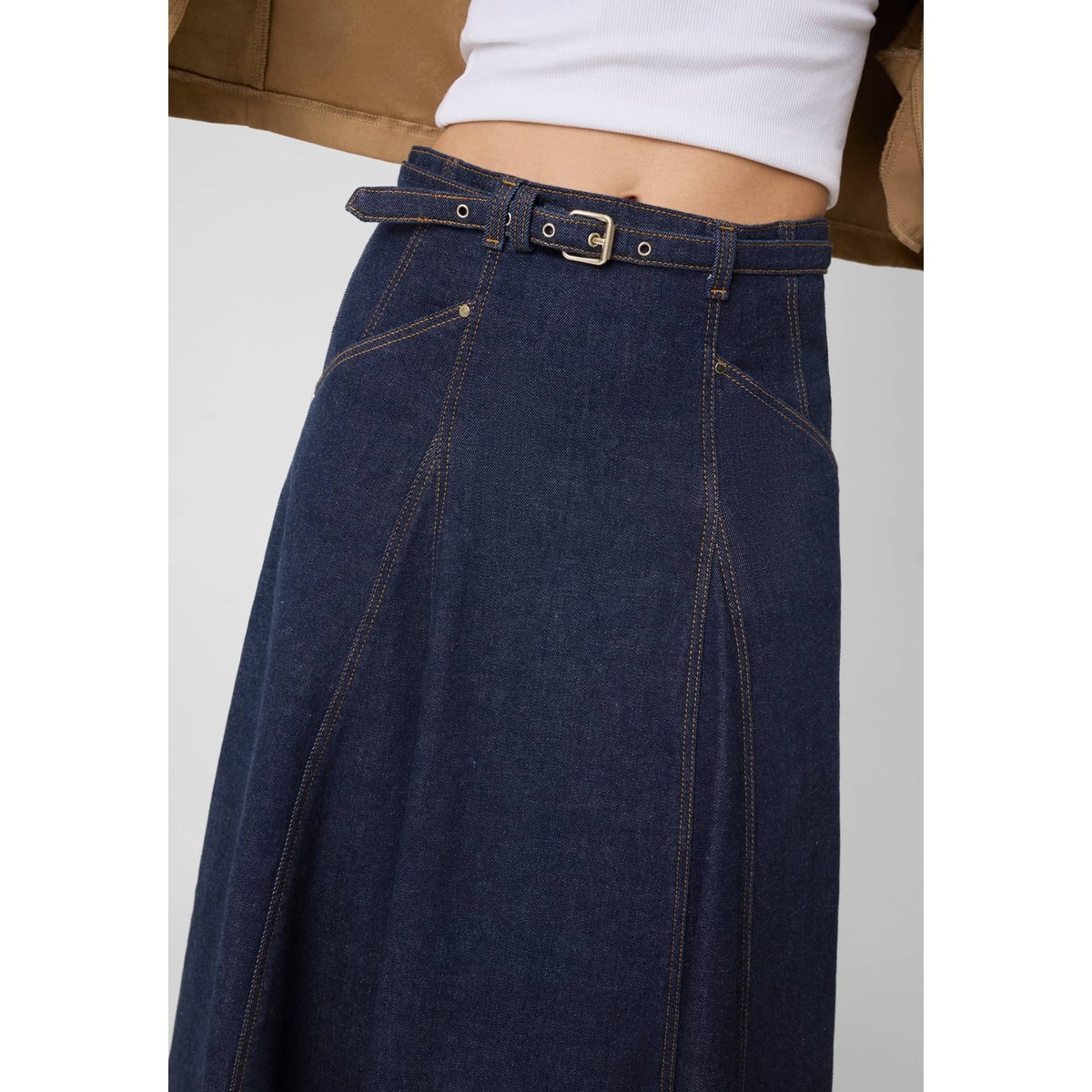 Jupe Midi En Denim bleu foncé, GUESS