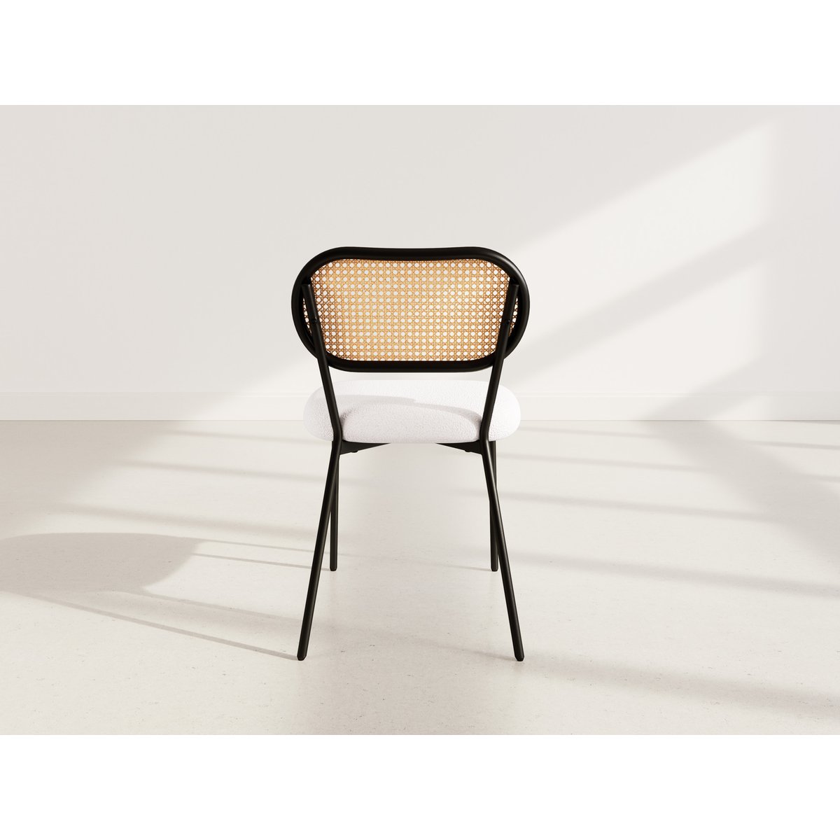 Lot de 2 chaises cannage tissu bouclette, LUCIANO beige, BEST MOBILIER