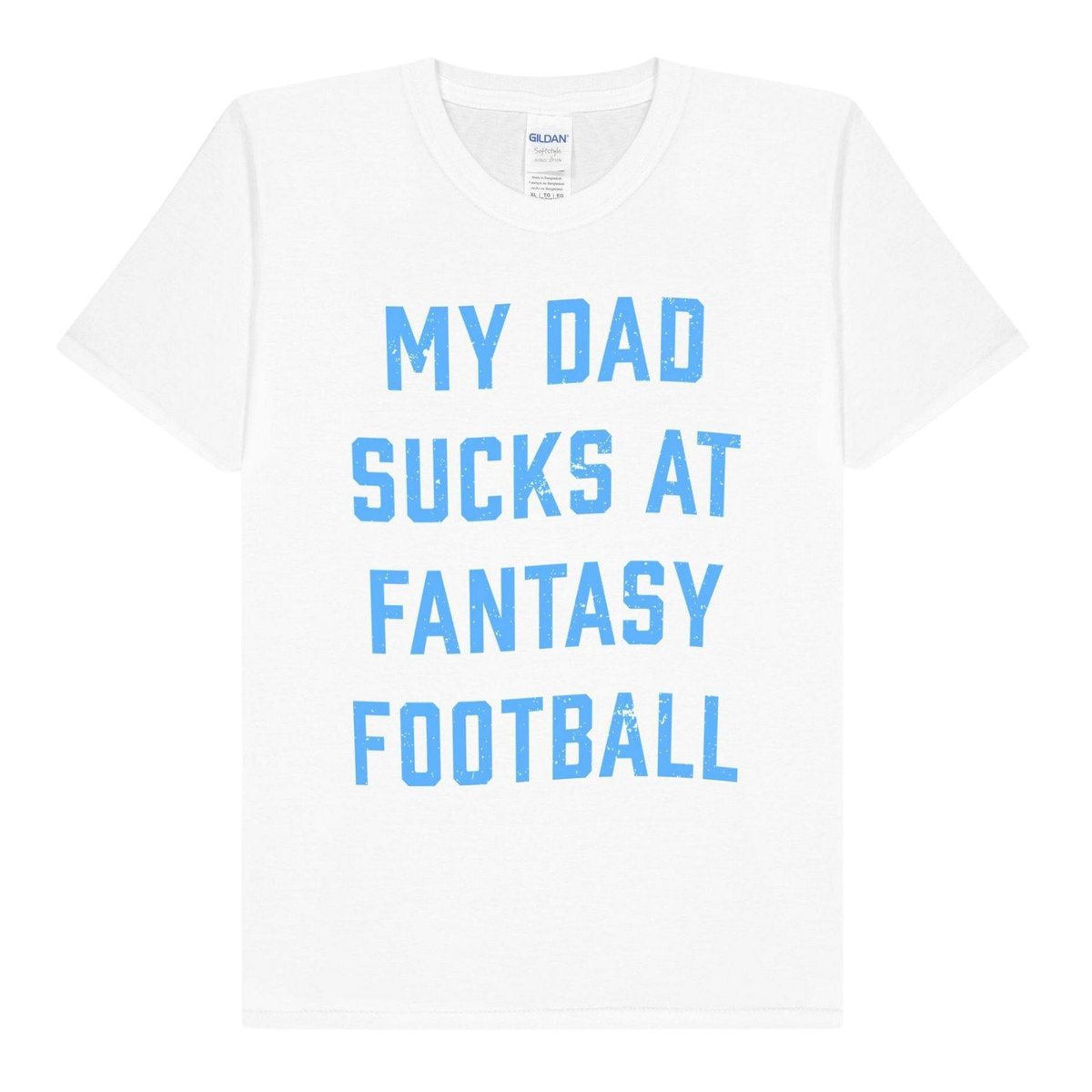 T-shirt manches courtes motif/style texte FANTASY FOOTBALL blanc, GILDAN