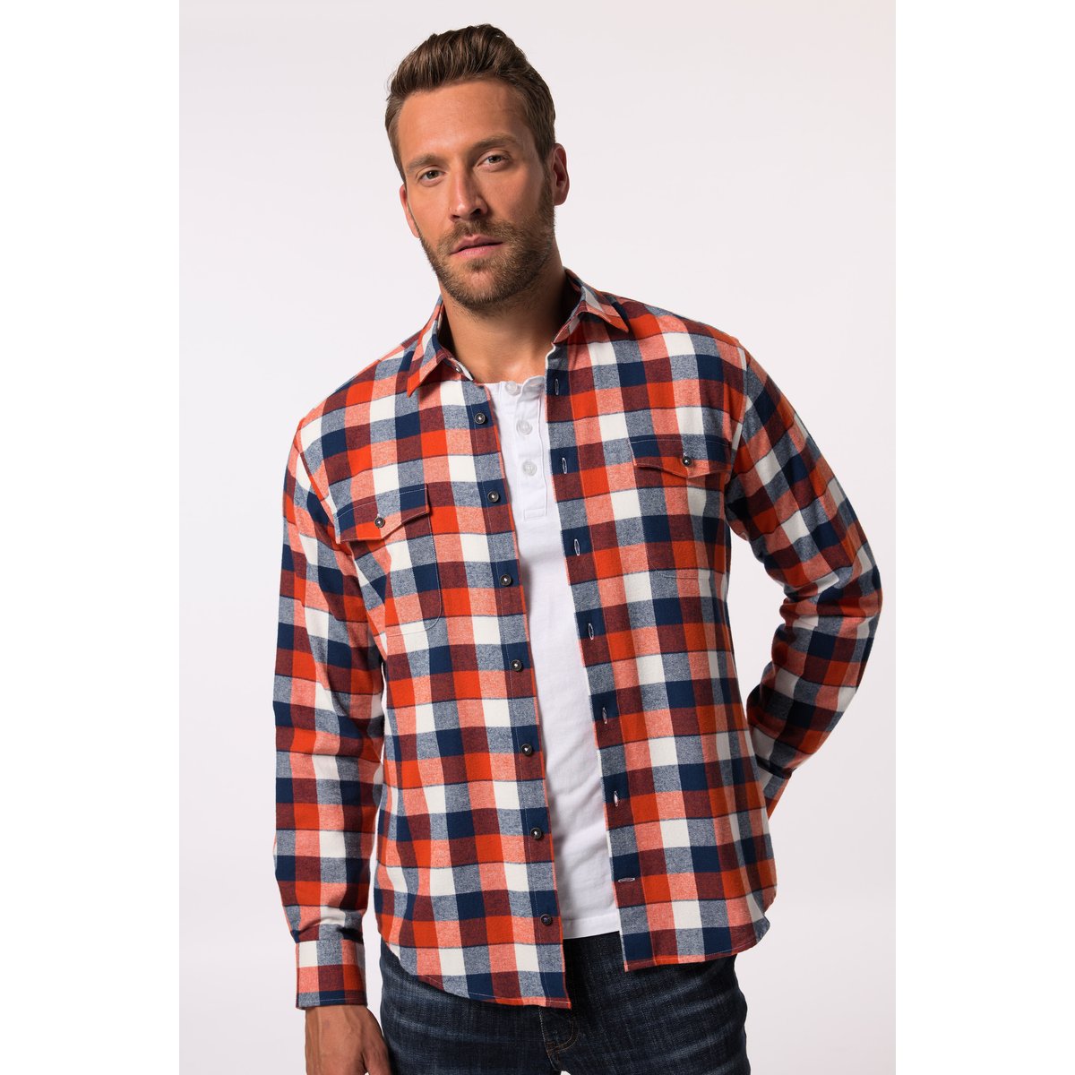 Chemise en flanelle à carreaux terre cuite, JP1880