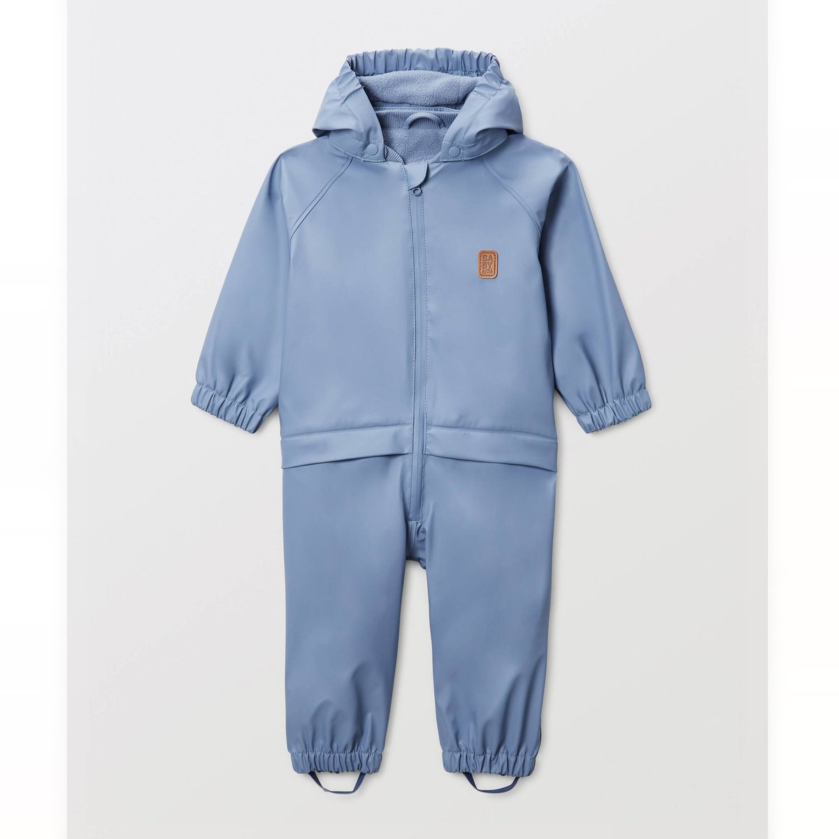 Combinaison de pluie unie avec capuche amovible doublée en polaire avec du polyester recyclé lavendula, BOUT'CHOU