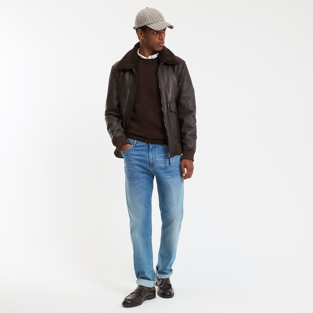 Merino Wool Jumper Signature BASTIEN brown, LA REDOUTE COLLECTIONS