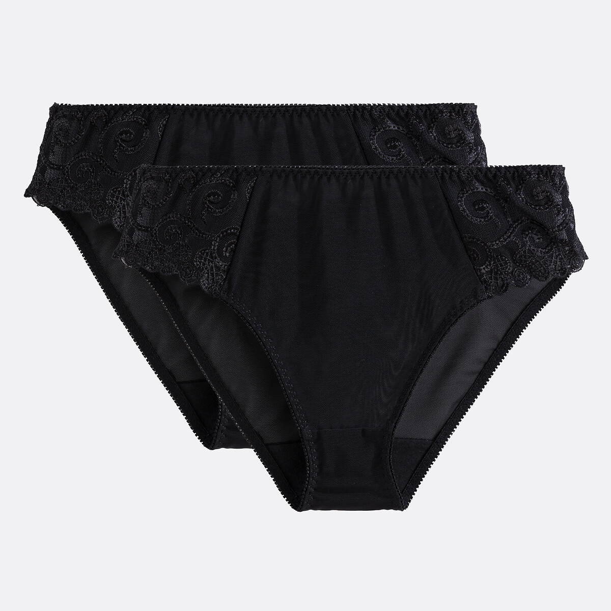 Confezione Da 2 Slip In Tulle Tinta Unita E Ricamato Lyssa Abbigliamento Accessori Biancheria Intima Calze Intimo La Redoute