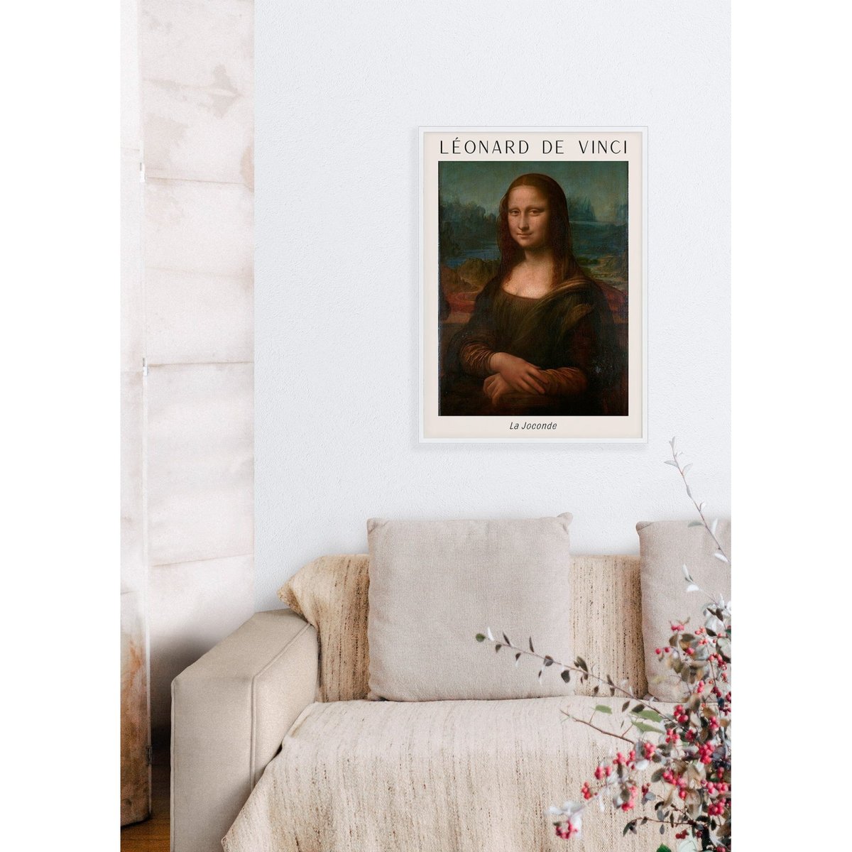 Affiche Léonard de Vinci La Joconde blanc, L'AFFICHERIE