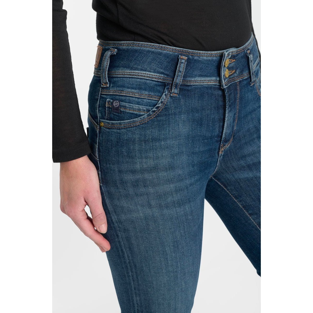 Jeans push-up droite taille haute PULP, 7/8ème blue, LE TEMPS DES CERISES