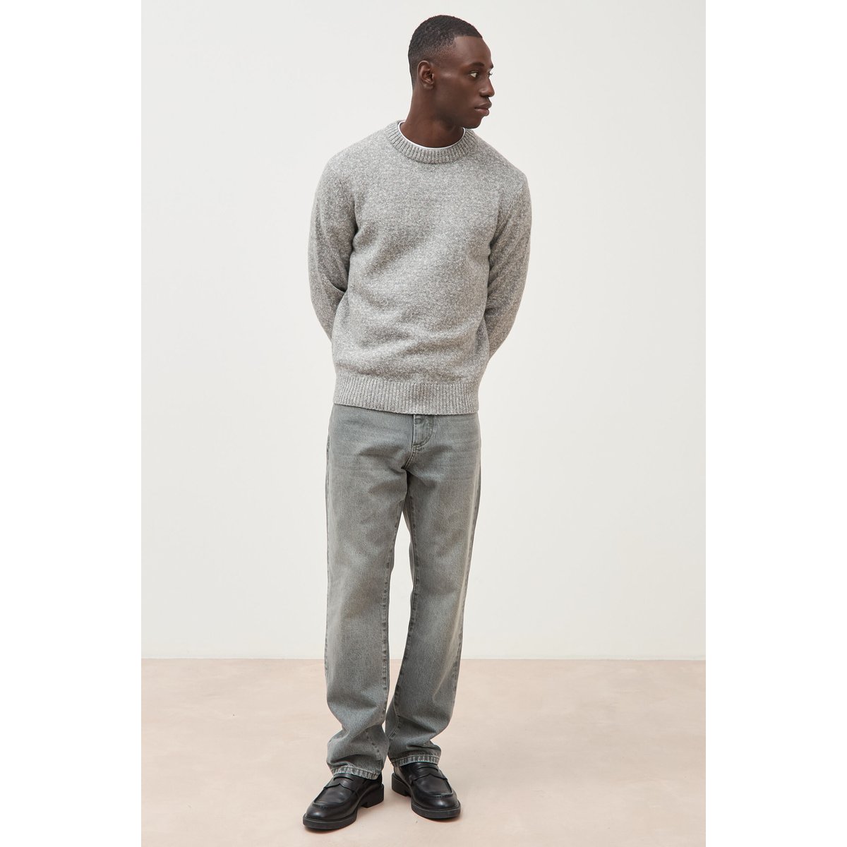 Pull droit tweed manches longues gris, BONOBO