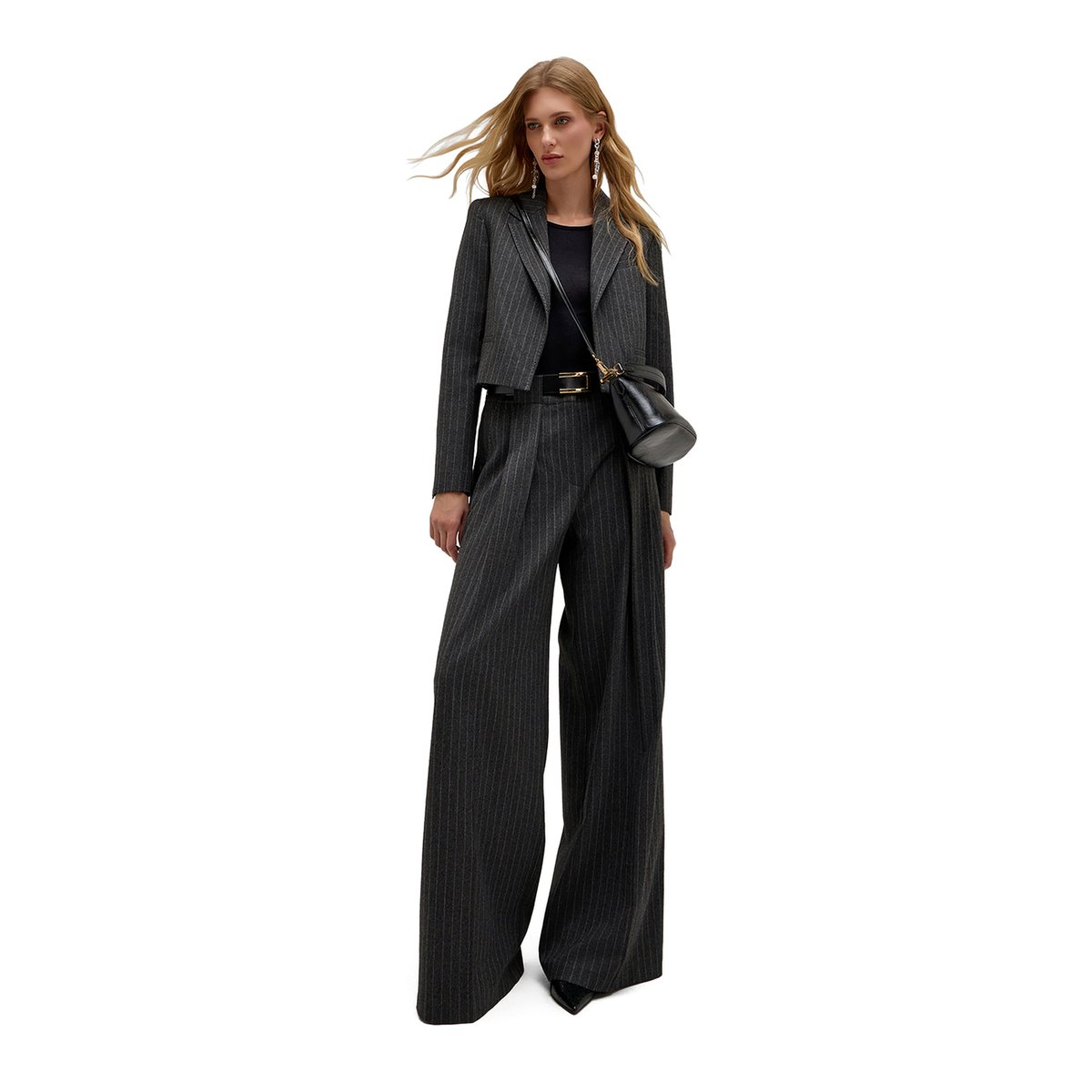 Pantalon palazzo à rayures The Tailoring Lab gris, MOTIVI