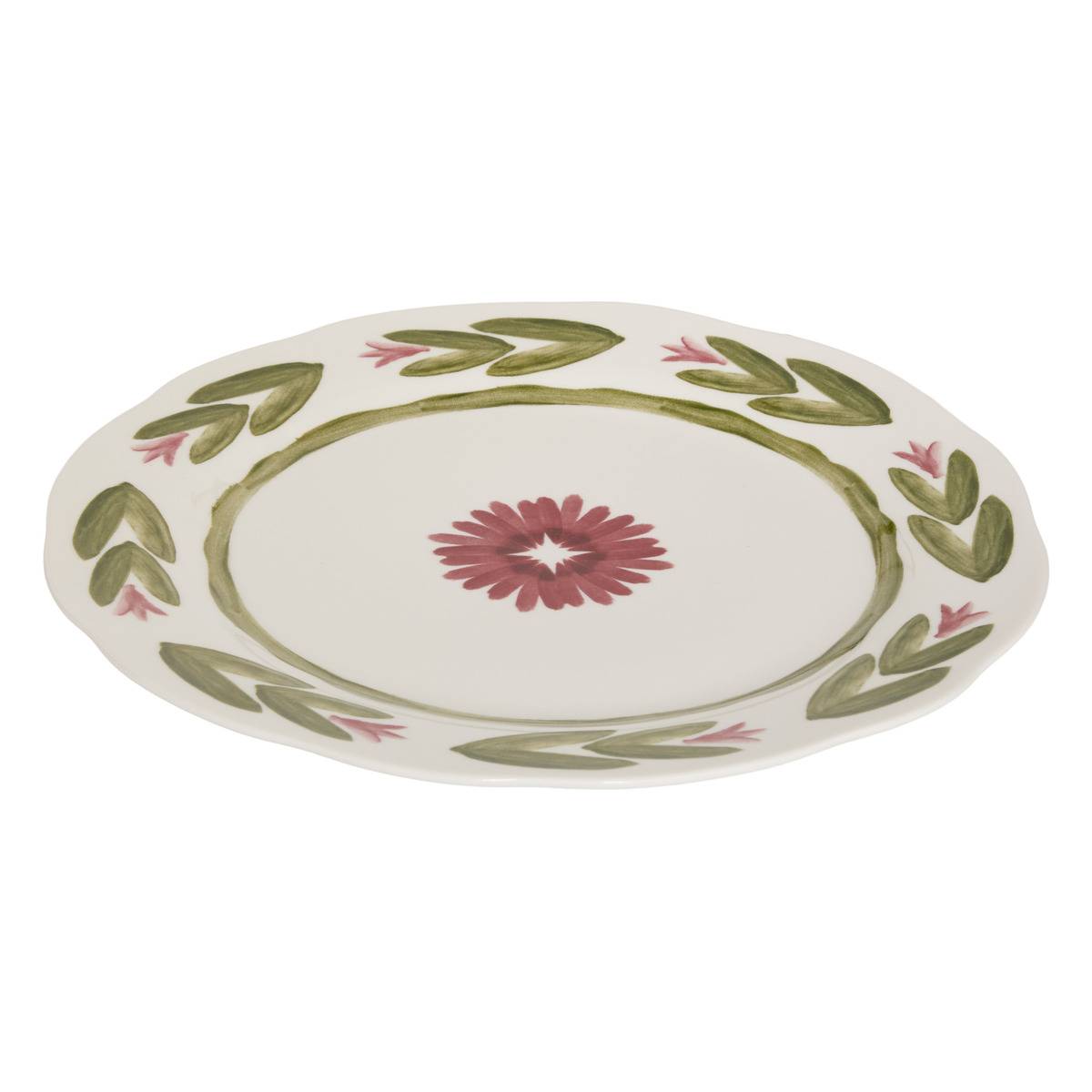 Lot de 6 assiettes plates rondes en porcelaine MONA vert, ATMOSPHERA