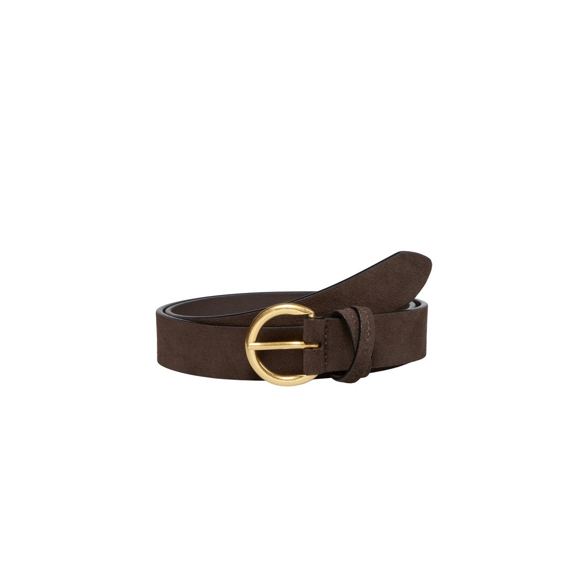 Ceinture avec boucle ronde en laiton marron foncé, MARC O'POLO