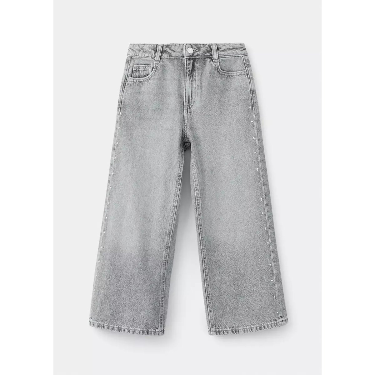 Jean style jupe-culotte clouté gris denim, MANGO KIDS