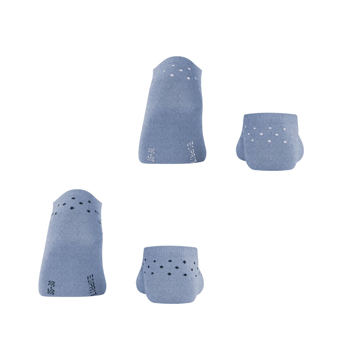 Socquettes Fine Dot 2-Pack Opaque jeans mel. (6458), ESPRIT